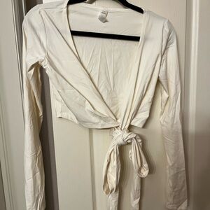 Cream Wrap Tie Front Top